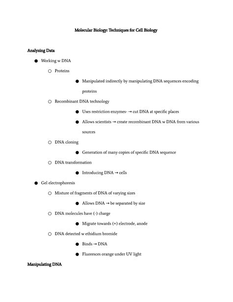 Molecular Biology Techniques for Cell Biology - Lecture 3 - Molecular ...