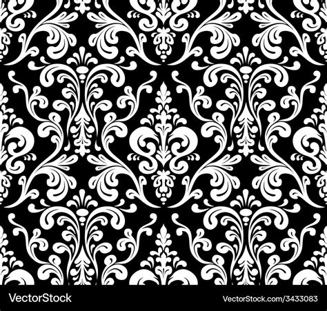 Seamless elegant damask pattern black and white Vector Image