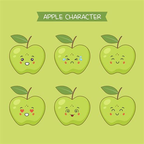 Cute Apple Characters Set 1222844 Vector Art at Vecteezy