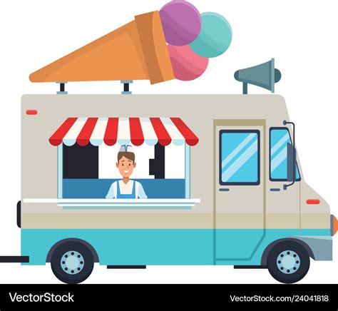 Ice cream truck cartoon Royalty Free Vector Image