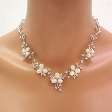 Pearl Bridal Necklace Set, Pearl Bridal Earrings, Wedding Jewelry Set ...