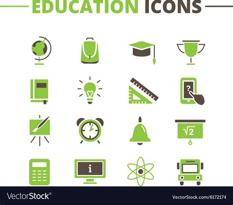 Trendy school icons set minimalistic flat Vector Image