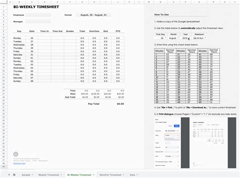 Simple Timesheet Template Google Sheets - Printable Form, Templates and ...