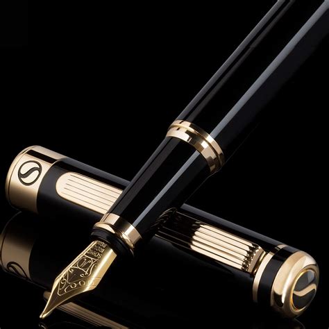 Scriveiner Black Lacquer Fountain Pen – Stunning Luxury Pen with 24K ...