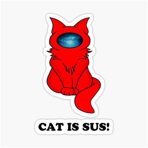 "Among Us red cat is sus." Sticker for Sale by Lavalekart | Redbubble