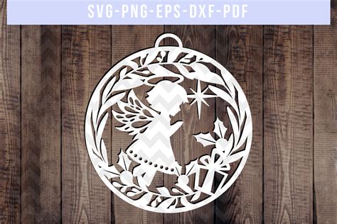 Christmas Angel SVG Cut File, Ornament Papercut, PDF, DXF