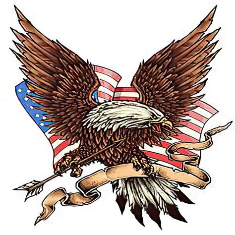 Large Flying American Flag Tattoo Bald Eagle With Talons Out Wall Décor ...