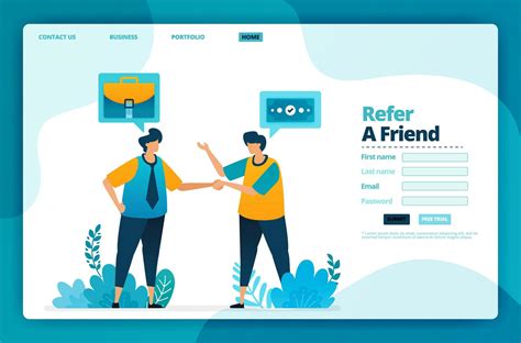 Landing page vector design of refer a friend. Design for website, web ...