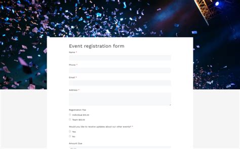 Event registration form template for Google Forms