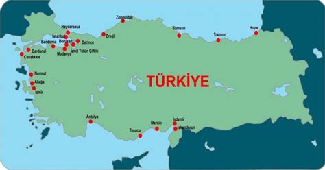 Ports en Turquie carte - Carte de la Turquie ports de l'Ouest de l'Asie ...