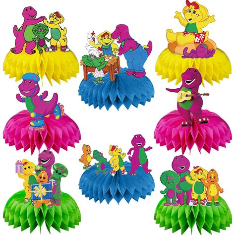 Buy Barney Birthday Party Supplies, 8pcs Barney Theme Table Decorations ...