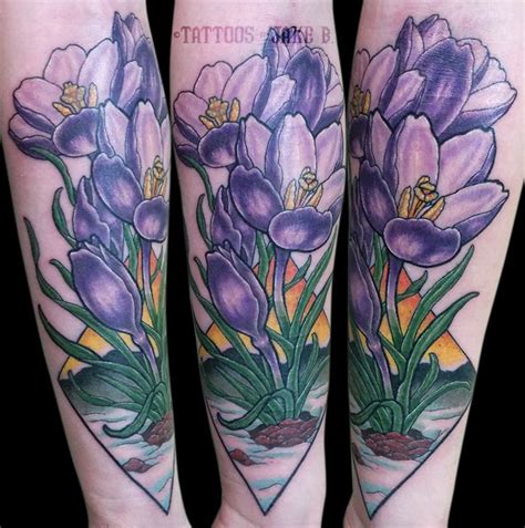 Illustrative Crocus Flowers Tattoo - Tattoos by Jake B