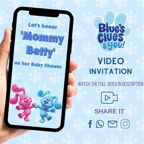 Blue's Clues Baby Shower Invitation Virtual Blue's | Etsy