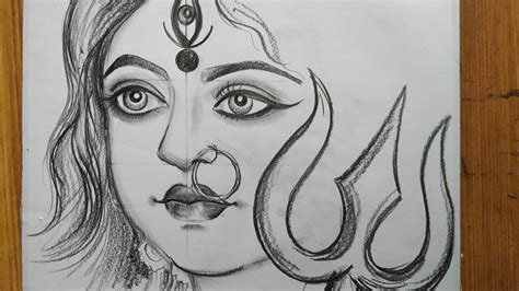 How To Draw Maa Durga Face : Easy Drawing Of Durga Maa For Kids ...