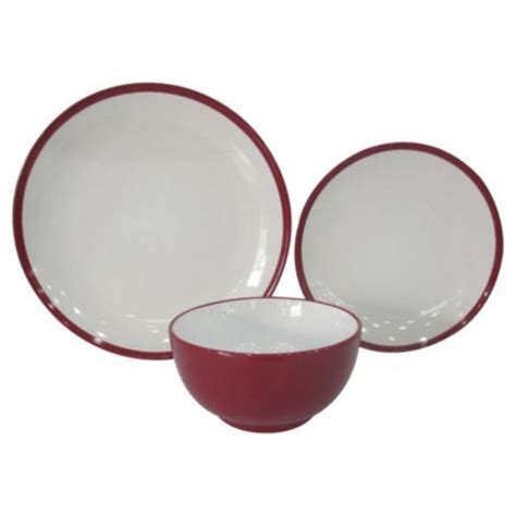 Tesco direct: Two Tone Stoneware 12 Piece Dinner Set, Red | Dinner sets ...