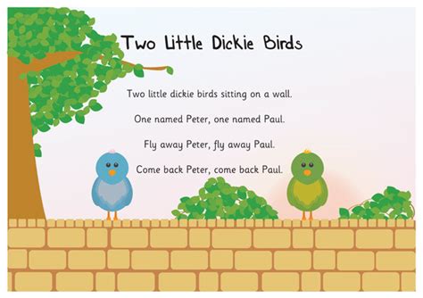 Two Little Dickie Birds Nursery Rhyme | EYFS and KS1 | Free Early Years ...