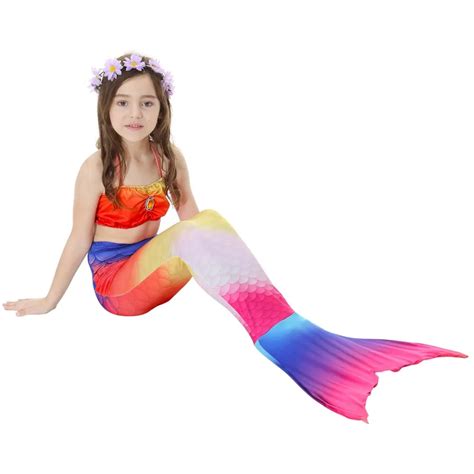 Kids Girls Mermaid Tails Costume Children Mermaid Tail Swimmable ...