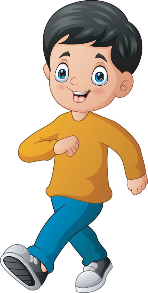 Cartoon illustration of smiling a boy walking 6732012 Vector Art at ...