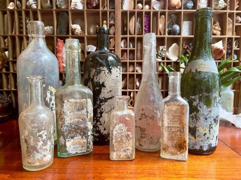 Real Salvaged & Labeled Antique Bottles / Old Vintage Glass - Etsy