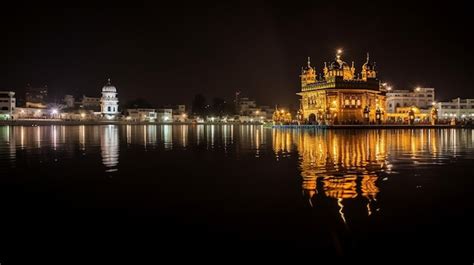 Premium AI Image | Night view of Golden Temple Harmandir Sahib