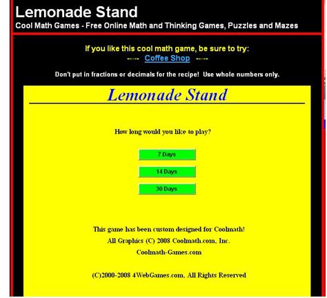 Cool Math Lemonade Stand - Leaders & Entrepreneurs