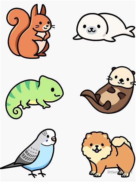 Cute Animal Sticker Pack 7 Sticker by littlemandyart | Cute easy ...