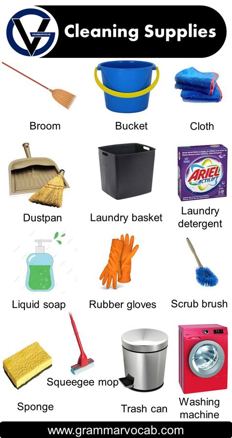 House Cleaning Supplies List | Pictures - GrammarVocab