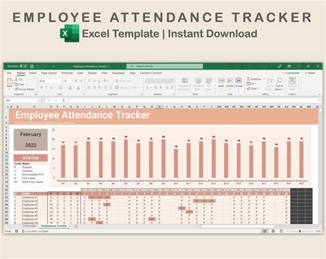 Excel Attendance Tracker, Employee Attendance Template, Attendace Chart ...