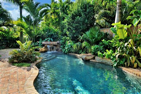 Key West Landscape Design: Tropical Pool with Hardscape Features