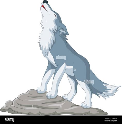 Cartoon wolf howling on the rock Stock Vector Image & Art - Alamy