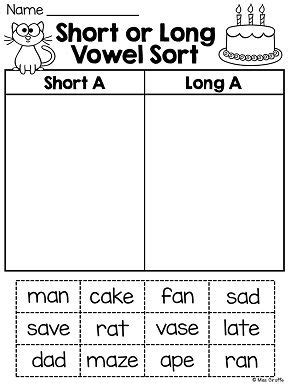 Coloring pages kids: Phonics Worksheets Long And Short Vowels