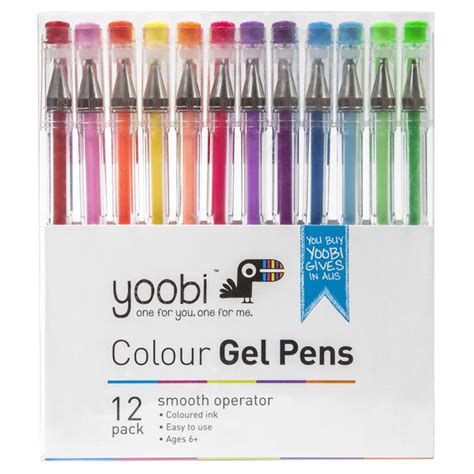 GEL PENS, 12PK - ASSORTED COLOURS - Yoobi Australia