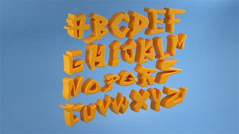 3D Graffity Letters Alphabet Model - TurboSquid 1566990