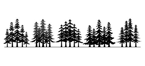 Group of pine, forest trees silhouette collection 9877564 Vector Art at ...