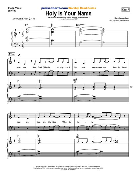 Holy Is Your Name Sheet Music PDF (Dennis Jernigan) - PraiseCharts