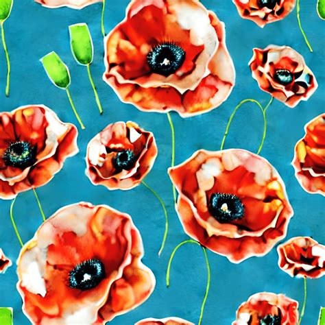 Poppy Flower Seamless Pattern · Creative Fabrica