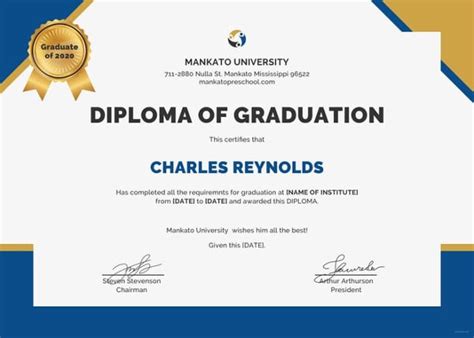 Graduation Certificate Sample | Master Template