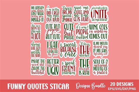 Funny Quotes Sticker Bundle Graphic by Sublimation Creator · Creative ...