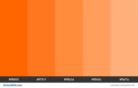 Orange tints colours. HEX colors #ff6600, #ff781f, #ff8b3d, #ff9d5c, # ...