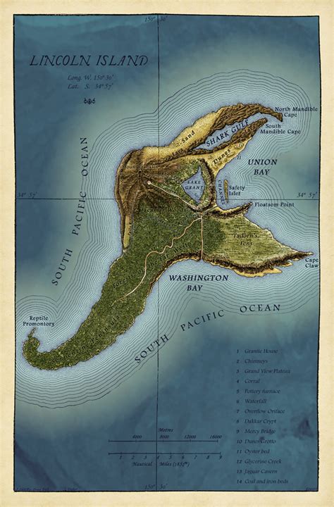 Map of Lincoln Island (Jules Verne's "the Mysterious Islan… | Flickr