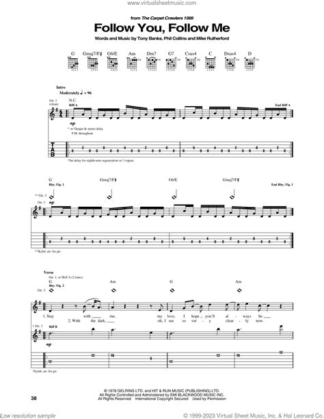 Follow You, Follow Me sheet music for guitar (tablature) (PDF)