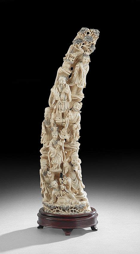 Chinese Ivory Carving, 19th century, the large tusk-shaped carving ...