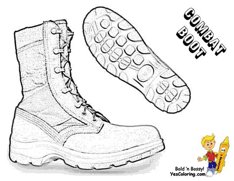 Mens Combat Boots Coloring Pages