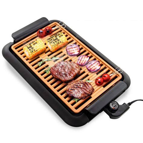 Ovente Electric Indoor Grill with 15 x 10-inch Non-Stick Cooking Plate ...