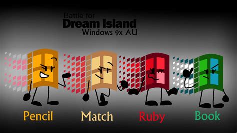 BFDI Windows 9x AU - Match, Pencil, Ruby, Book by IvanJuniorStudios on ...