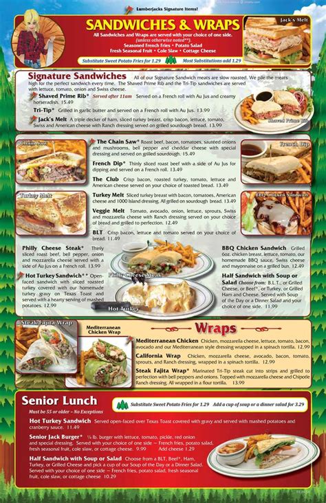 Menu at Lumberjack's Restaurant, Willits