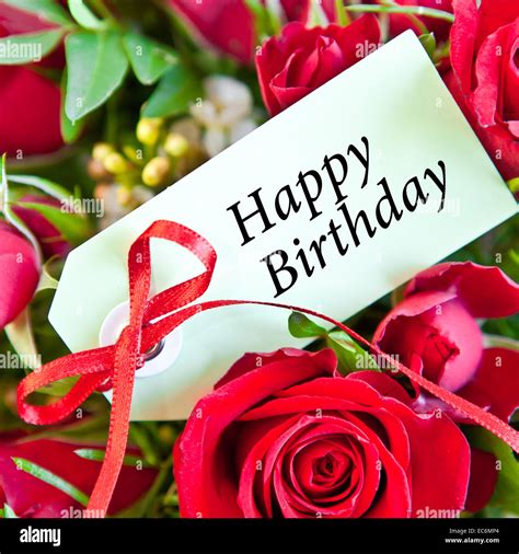 Happy birthday and red roses Stock Photo - Alamy