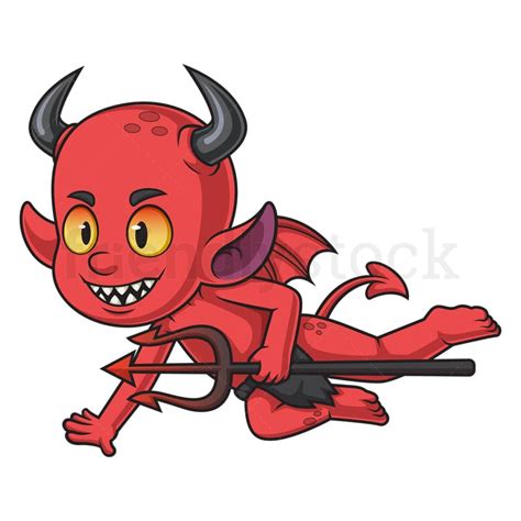 Flying Red Devil Cartoon Character Vector Graphic Clip Art - FriendlyStock