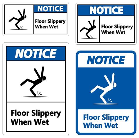 Warning Slippery When Wet Sign on white background 4244731 Vector Art ...