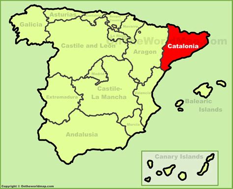 Catalonia location on the Spain map